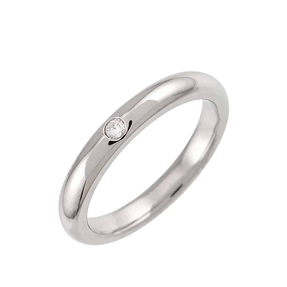 Tiffany & Co. Stacking Band Ring with 1 Diamond, Platinum.